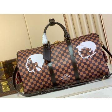Keepall Bandoulière 50 N40799 – Brown Damier Ebène Canvas Travel Bag
