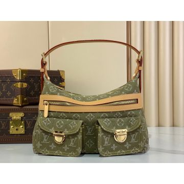 Monogram Denim Baggy PM M44464 – Khaki/Pink/Blue Shoulder Bag