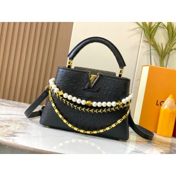 Capucines M48865 – Black Taurillon Leather Top-Handle Bag