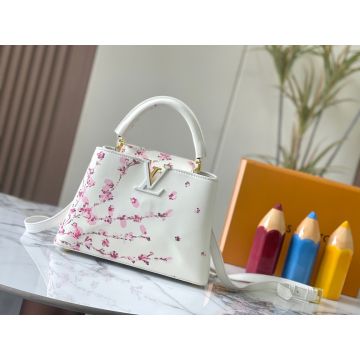 Capucines M25887 – White Leather with Pink and Red Cherry Top-Handle Bag