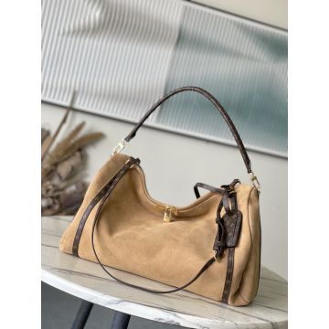 Express Handbag M26037 – Light Beige Suede Calfskin with Monogram Canvas