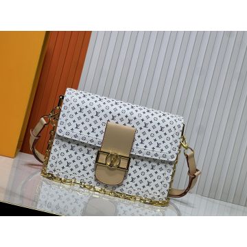 Dauphine M13255 – White Monogram Bag with Natural Cowhide-Leather Trim