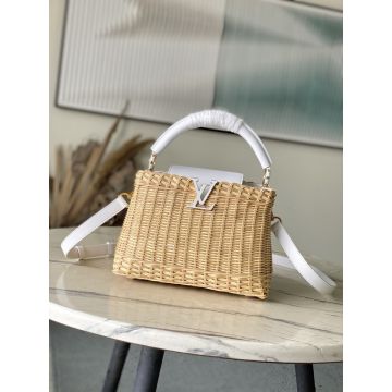 Capucines Mini M26004 – Natural Beige and White Leather Handbag