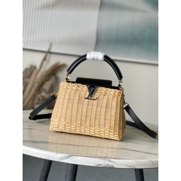 Capucines Mini M26003 – Natural Beige and Black Leather Handbag