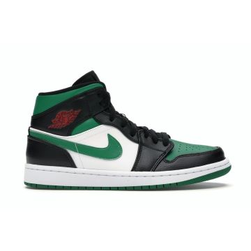 Jordan 1 Mid “Green Toe” 554724-067 | Black/White/Pine Green