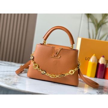 Capucines Mini M14971 –  White Taurillon Calfskin Top-Handle Bag
