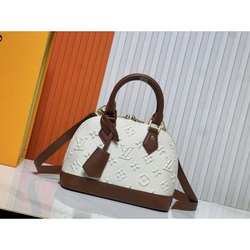 Nano Alma M53152 – White/Brown Monogram Canvas Mini Top-Handle Bag