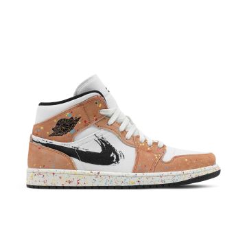 Air Jordan 1 Mid SE “Brushstroke Paint Splatter” Sail/Black-Cider-Chile Red | DA8005-100