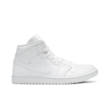 Jordan 1 Mid Triple White 2 554724-130 | All-White Leather Mid Sneaker