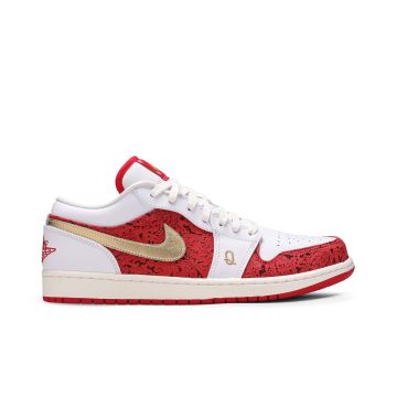 Air Jordan 1 Low “Spades” White/University Red/Metallic Gold | DJ5185-100