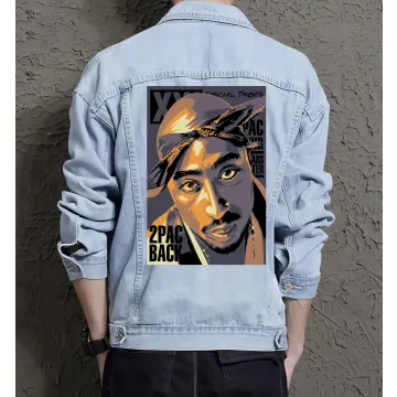 2 Pac Back Jean Jacket for Men – Gift for Music Fans – Birthday Present - Light Blue - Main View