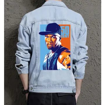 50cent Jean Jacket for Men – Gift for Music Fans – Birthday Present - Light Blue - Main View