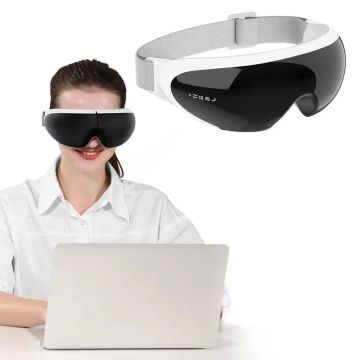 Smart Eye & Facial Massager with Heating, Air Pressure & Bluetooth Music – Foldable Relaxation Device - Rechargeable