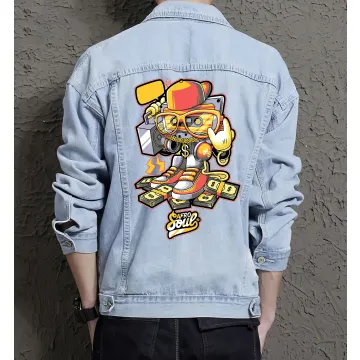 Afrsoul Jean Jacket for Men – Gift for Streetwear Fans – Christmas Gift - Light Blue - Main View