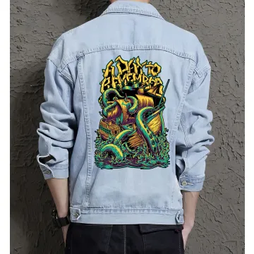 Aggressive Adventures Jean Jacket for Men – Gift for Streetwear Fans – Christmas Gift - Light Blue - Main View