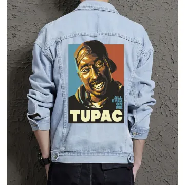 All Eyez Onme Jean Jacket for Men – Gift for Music Fans – Birthday Present - Light Blue - Main View