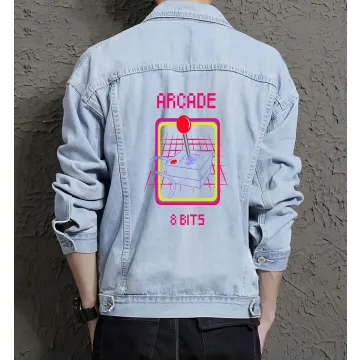 Arcade 8 Bits Denim Jacket for Men - Gaming Gift - Christmas Present - Light Blue - Main View