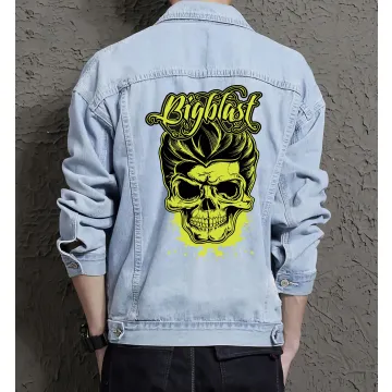 Bigblast Jean Jacket for Men – Gift for Streetwear Fans – Birthday Present - Light Blue - Main View