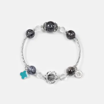 Black Rutilated Quartz Healing Bracelet for Women – Calming Energy Gift for Daily Wear, Stress Relief & Positive Vibes –  – Main View