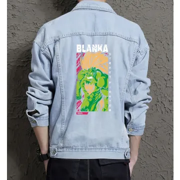 Blanka Street Fighter Denim Jacket for Men - Gift for Video Game Fans - Christmas Gift - Light Blue - Main View