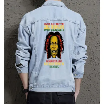 Bob Marley Jean Jacket for Men – Gift for Music Fans – Christmas Gift - Light Blue - Main View