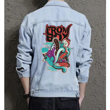 Box Jean Jacket for Men – Gift for Streetwear Fans – Birthday Present - Light Blue - Main View