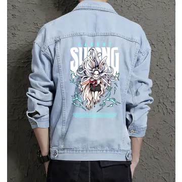 Bunny Girl Jean Jacket for Men – Gift for Anime Fans – Holiday Gift - Light Blue - Main View