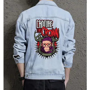 Capture Thecrown Jean Jacket for Men – Gift for Streetwear Fans – Christmas Gift - Light Blue - Main View