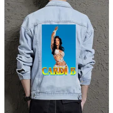 Cardi B 3 Jean Jacket for Men – Gift for Music Fans – Christmas Gift - Light Blue - Main View
