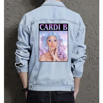 Cardi B2 Jean Jacket for Men – Gift for Music Fans – Christmas Gift - Light Blue - Main View