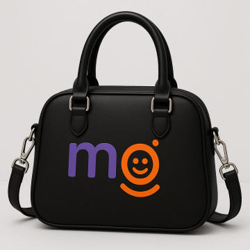 Smiley Black Handbag – Modern Vegan Leather Satchel with Color Pop