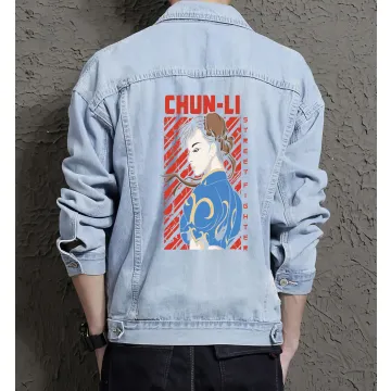 Chun-li Street Fighter Denim Jacket for Men – Gift for Gamers – Christmas Gift - Light Blue - Main View