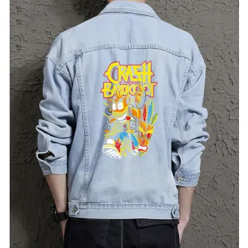 Crash Bandicoot Denim Jacket for Men – Gift for Video Game Fans – Christmas Gift - Light Blue - Main View