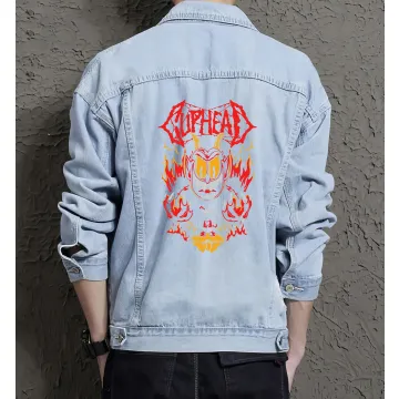 Cuphead Denim Jacket for Men - Gift for Video Game Fans - Christmas Present - Light Blue - Main View