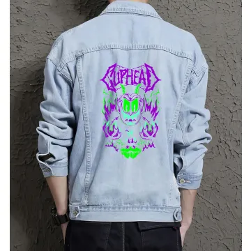 Cuphead Denim Jacket for Men – Gift for Video Game Fans – Christmas Gift - Light Blue - Main View