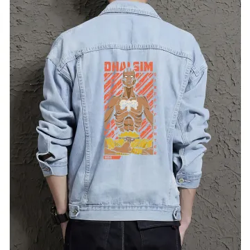 Dhai Sim Street Fighter Denim Jacket for Men - Gift for Video Gamers - Christmas Gift - Light Blue - Main View