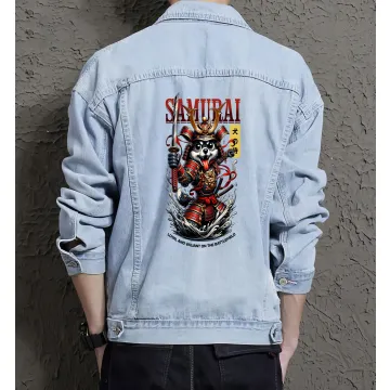 Dog Cute Jean Jacket for Men – Gift for Skater Guys – Christmas Gift - Light Blue - Main View