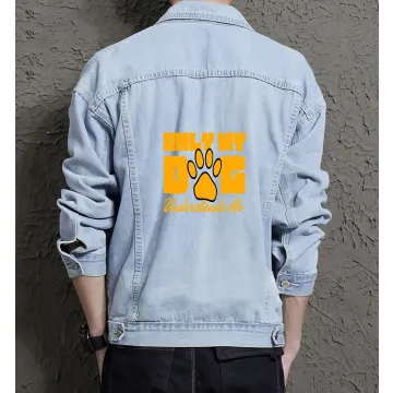 Dog Pet Quotestypography Jean Jacket for Men – Gift for Urban Teens – Birthday Present - Light Blue - Main View