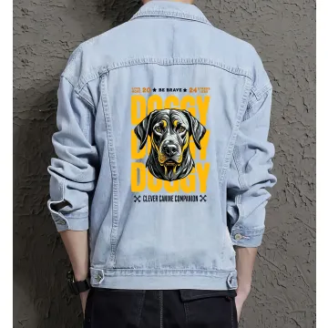 Doggy Jean Jacket for Men – Gift for Skater Guys – Birthday Present - Light Blue - Main View