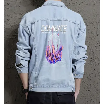 Dominate Jean Jacket for Men – Gift for Streetwear Enthusiasts – Birthday Present - Light Blue - Main View