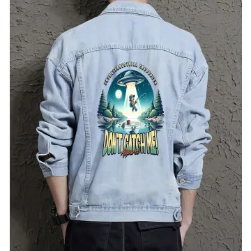 Dont Catchme! Jean Jacket for Men – Gift for College Guys – Birthday Present - Light Blue - Main View
