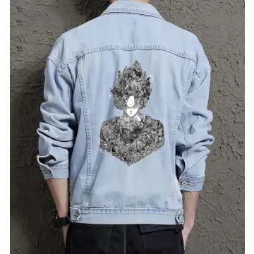 Goku Jean Jacket for Men – Gift for Anime Fans – Christmas Gift - Light Blue - Main View