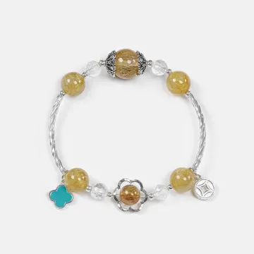 Golden Rutilated Quartz Healing Bracelet for Women – Energy Boosting Crystal Gift for Calmness, Daily Wear & Protection –  – Main View