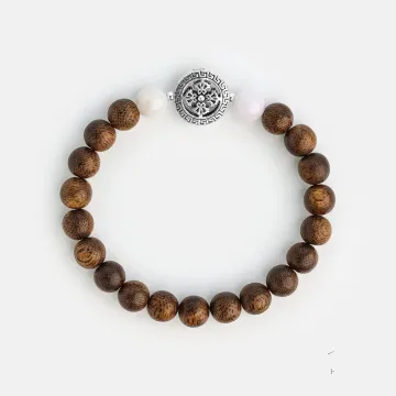Handcrafted Natural Agarwood Bracelet for Spiritual Gift Buyers – Grounding Energy for Daily Wear, Meditation – Brown Agarwood, White – Main View