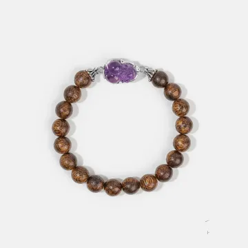 Handcrafted Natural Agarwood Bracelet for Spiritual Gift Buyers – Grounding Energy for Daily Wear, Meditation – Brown – Main View