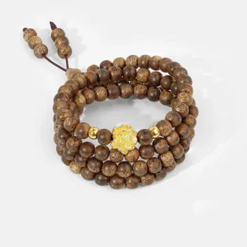 Handcrafted Natural Agarwood Bracelet for Spiritual Souls – Grounding Energy for Meditation, Protection – Brown Agarwood – Main View