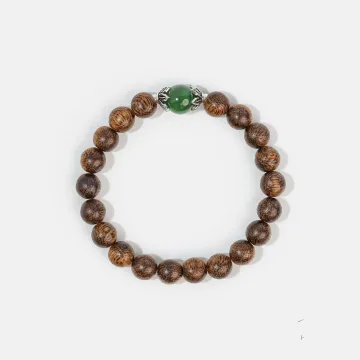 Handcrafted Natural Agarwood Bracelet for Spiritual Souls - Grounding Energy for Meditation, Protection – Brown – Main View