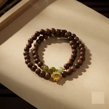 Handcrafted Natural Agarwood Bracelet - Grounding Energy for Daily Wear, Spiritual Gifts – Mixed – Main View