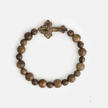 Handcrafted Natural Agarwood Bracelet - Grounding Energy for Meditation, Spiritual Gifts – Brown Agarwood – Main View