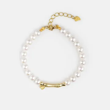 Japanese Akoya Pearl Healing Bracelet for Women – Elegant Energy Jewelry for Calmness, Gift-ready Healing Bracelet for Daily Wear, Meditation –  – Main View